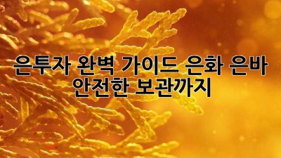 은투자 완벽 가이드: 은화, 은바, 안전한 보관까지